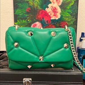 Zara Green Mini Quilted Bag with Gold Chain